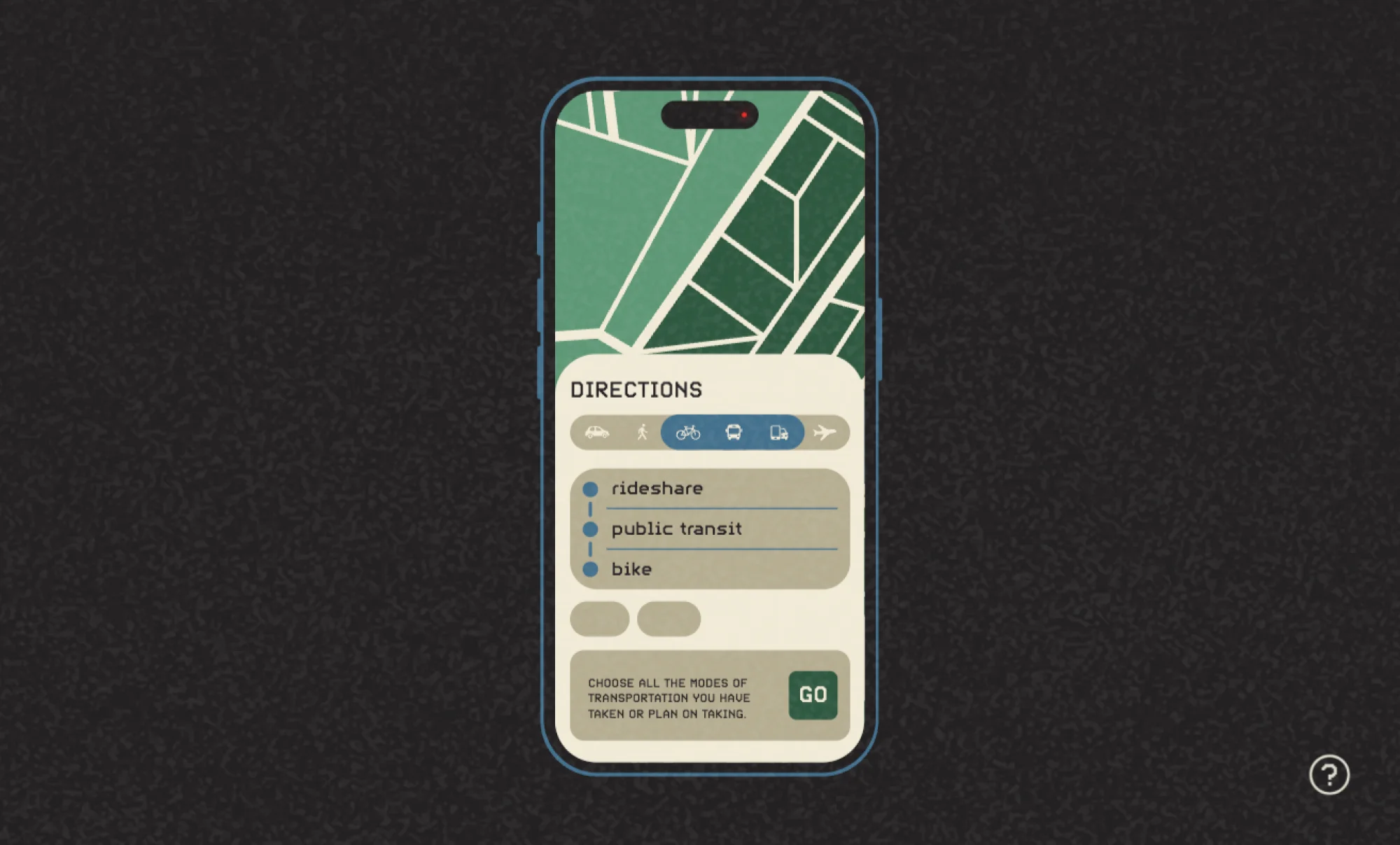 An illustration of an iPhone showing directions on a maps app.